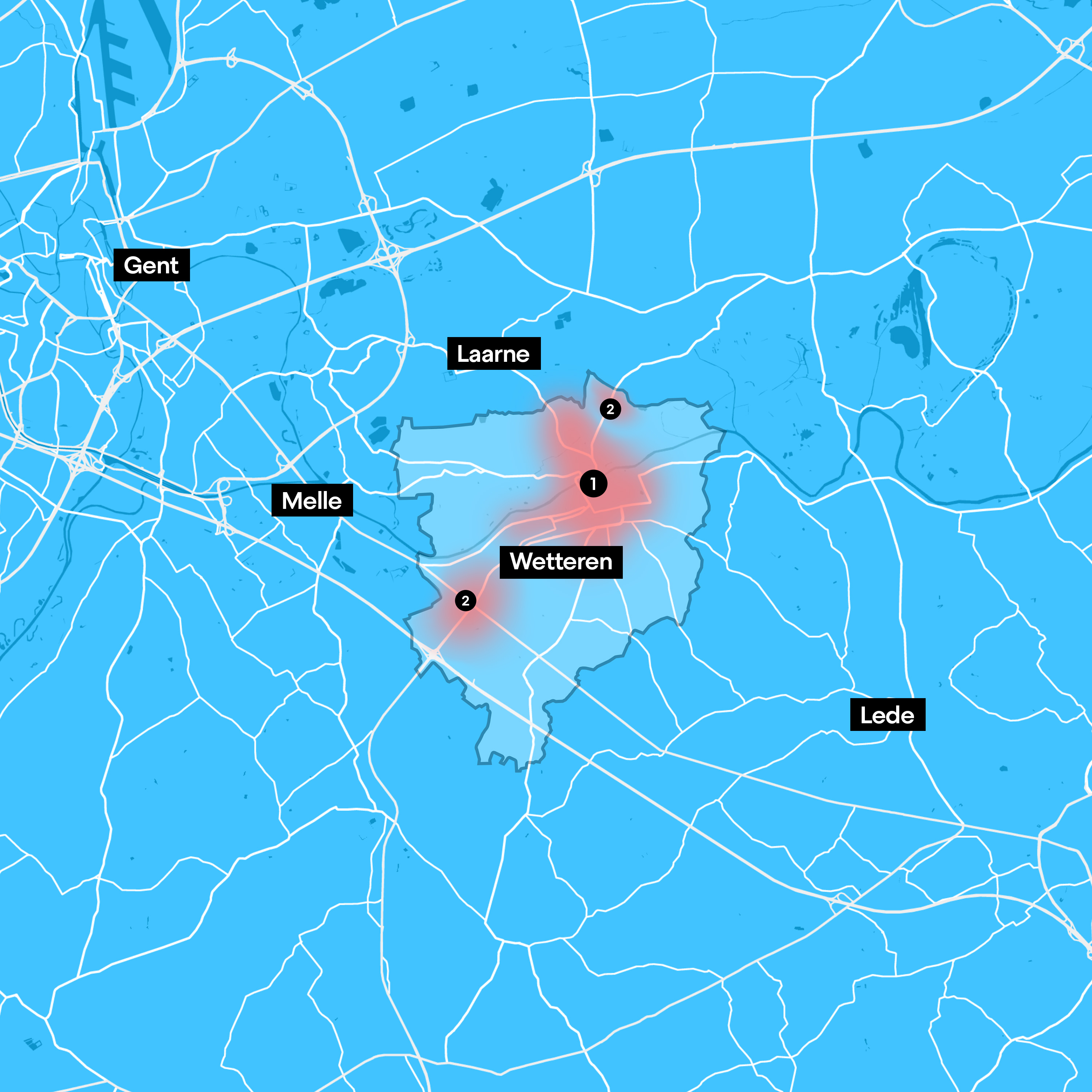 Gemeente map Wetteren Z1 + Z2